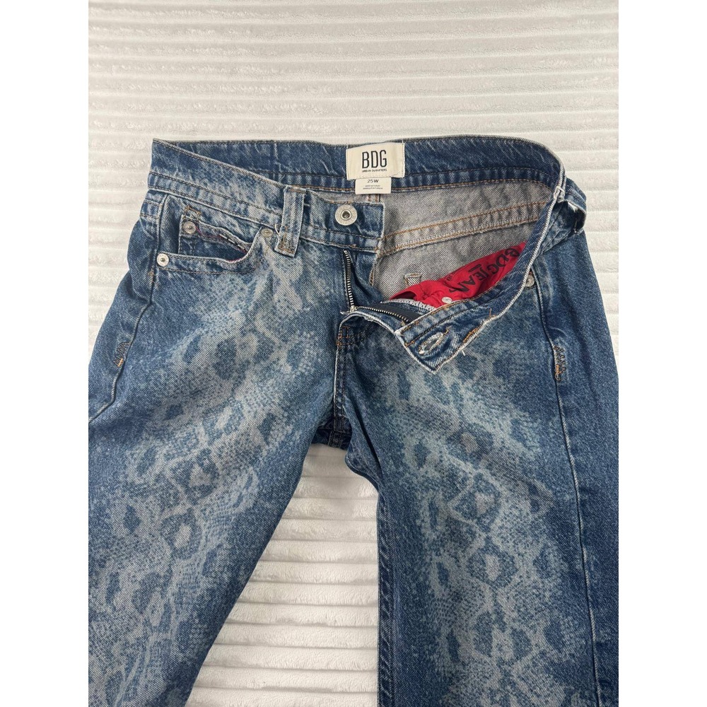 BDG Urban Outfitters Womens Snake Print Straight Leg Jeans Blue Acid Wash Denim - Picture 12 of 14